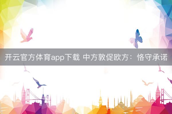 開(kāi)云官方體育app下載 中方敦促歐方：恪守承諾