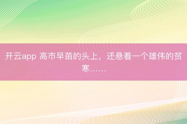 開云app 高市早苗的頭上，還懸著一個雄偉的貧寒……