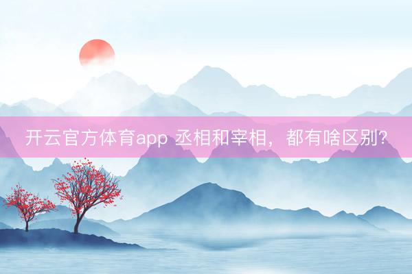 開云官方體育app 丞相和宰相，都有啥區別？